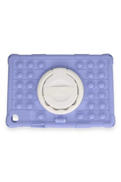 Samsung Galaxy Tab A9 Plus Kılıf Patpat El Tutma Aparatlı Standlı Tablet Silikon - Lila