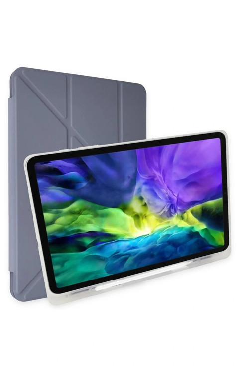 iPad 9.7 (2018) Kılıf Kalemlikli Mars Tablet Kılıfı - Lila