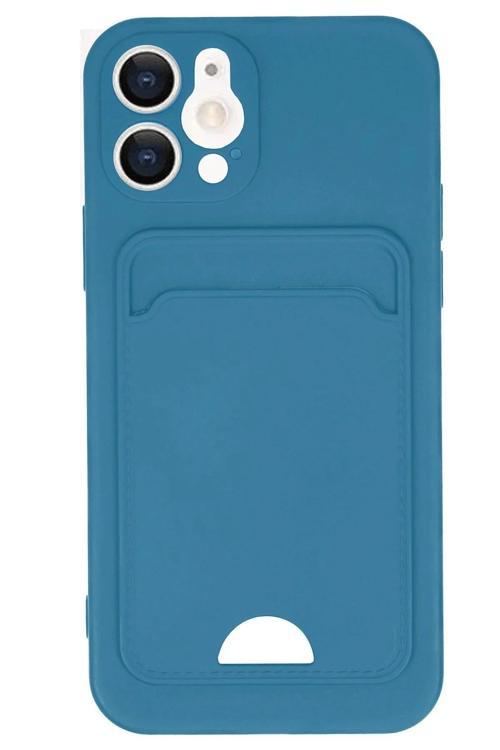 iPhone 12 Kılıf Kelvin Kartvizitli Silikon - Mavi