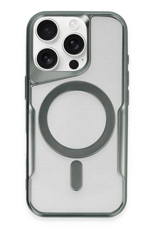 iPhone 16 Pro Max Kılıf Boyi Magsafe Silikon Kapak - Yeşil