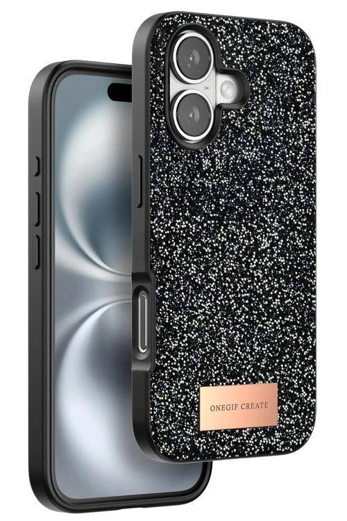 Onegif iPhone 16 Plus Bright Simli Kapak - Siyah
