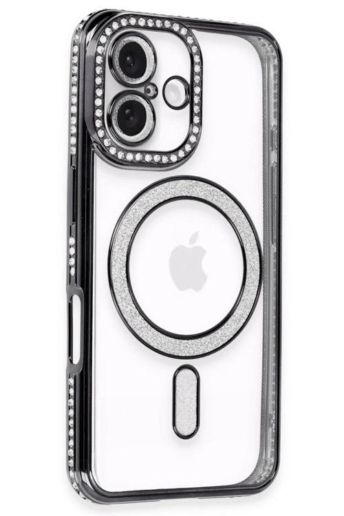 iPhone 16 Kılıf Joke Simli Magneticsafe Kılıf - Siyah