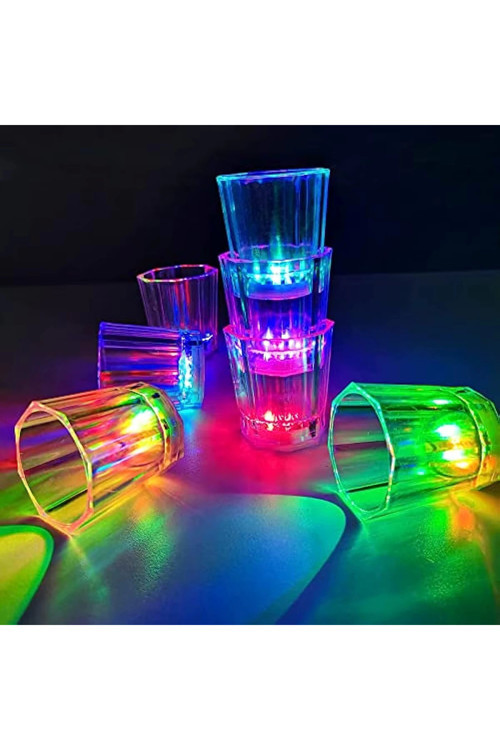 Renkli Led Parlayan Fiber Optik Glow Işıklı Bardak 5,5 X 5,5 Cm 1 Adet - Lisinya