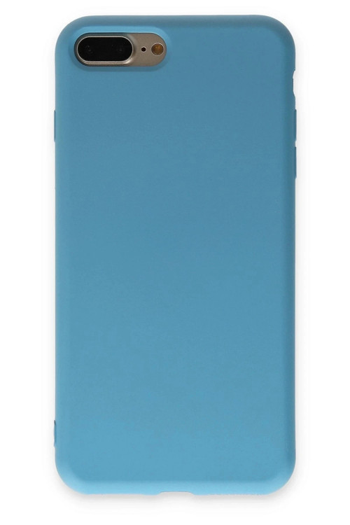 iPhone 7 Plus Kılıf Nano içi Kadife Silikon - Mavi