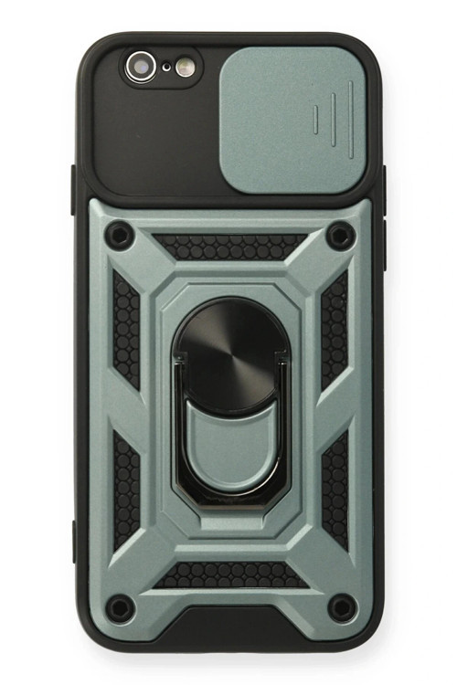 iPhone 6 Kılıf Pars Lens Yüzüklü Silikon - Yeşil