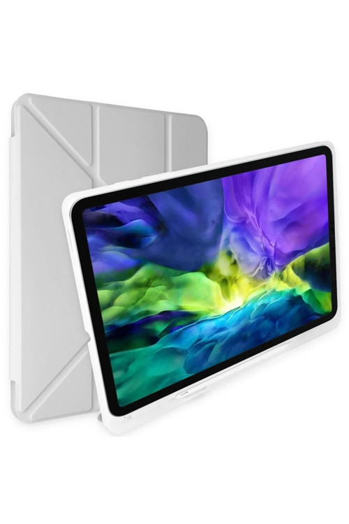 iPad Pro 12.9 (2021) Kılıf Kalemlikli Mars Tablet Kılıfı - Gri