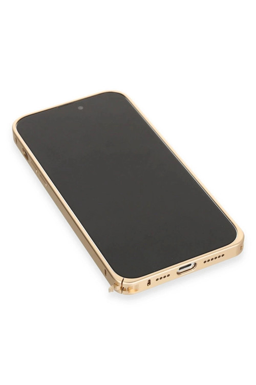Joko iPhone 14 Pro Kılıf Metal Bumper Magneticsafe Kapak - Gold