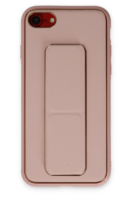 iPhone 7 Kılıf Coco Deri Standlı Kapak - Pembe
