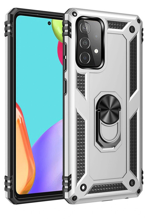 Samsung Galaxy A52 Kılıf Sofya Yüzüklü Silikon Kapak - Gümüş