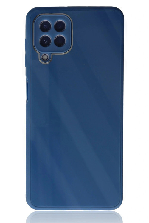 Samsung Galaxy A22 Kılıf Glass Kapak - Mavi