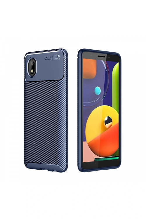 Samsung Galaxy A01 Core Kılıf Auto Focus Karbon Kapak - Lacivert