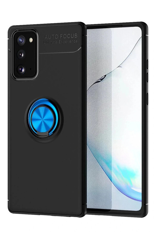 Samsung Galaxy Note 20 Kılıf Range Yüzüklü Silikon - Siyah-Mavi
