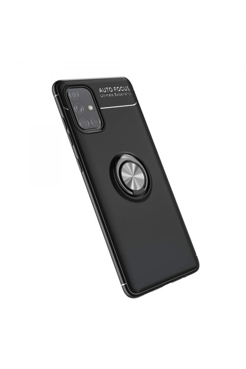 Samsung Galaxy A71 Kılıf Range Yüzüklü Silikon - Siyah