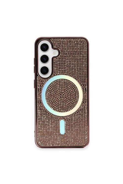 Samsung Galaxy S24 Kılıf Diamond Magsafe Kapak - Pembe