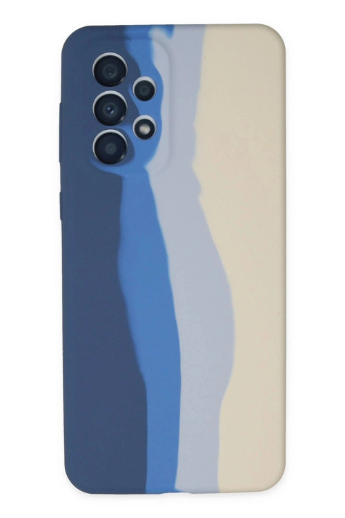 Samsung Galaxy A73 5G Kılıf Ebruli Lansman Silikon - Lacivert-Krem