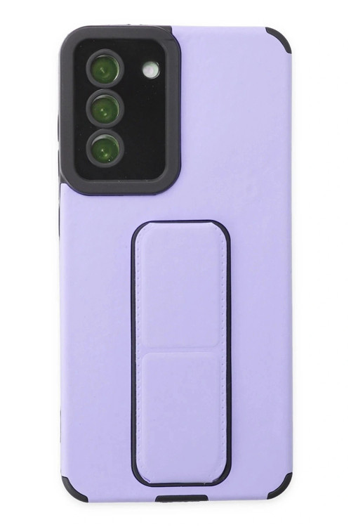 Samsung Galaxy S21 FE Kılıf Mega Standlı Silikon - Lila