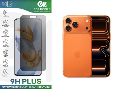Iphone 17 Pro Max ile Uyumlu Ekran Koruyucu 9H Esnek Nano Kırılmayan MAT HAYALET(Privacy)