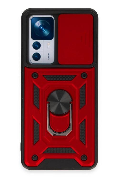 Xiaomi Mi 12T Pro Kılıf Pars Lens Yüzüklü Silikon - Kırmızı