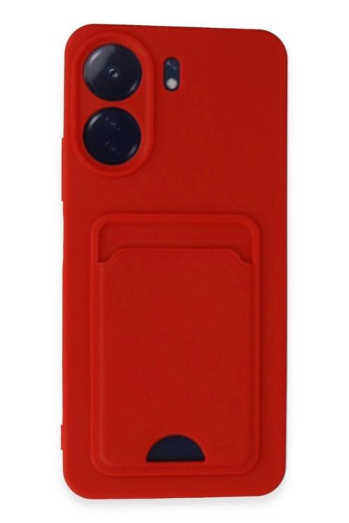 Xiaomi Redmi 13C Kılıf Kelvin Kartvizitli Silikon - Kırmızı