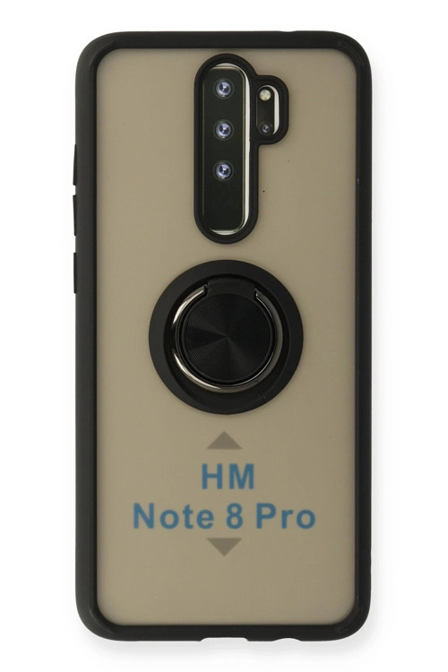 Xiaomi Redmi Note 8 Pro Kılıf Montreal Yüzüklü Silikon Kapak - Siyah