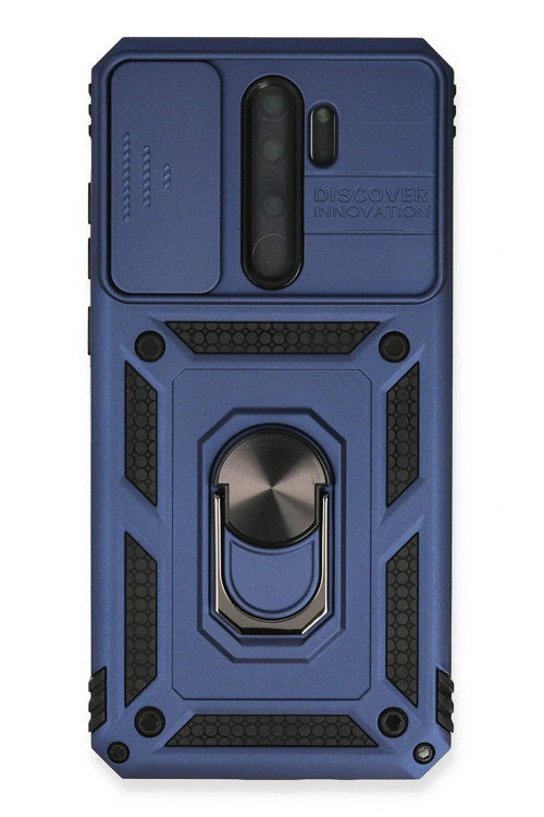 Xiaomi Redmi Note 8 Pro Kılıf Pars Lens Yüzüklü Silikon - Lacivert