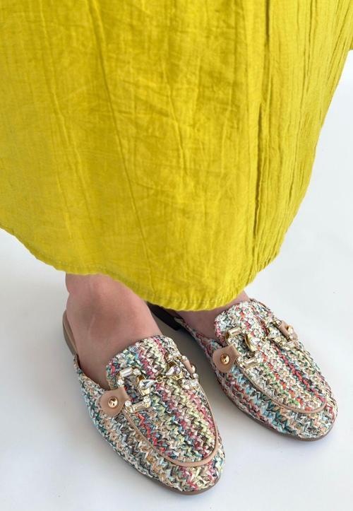 Renkli Dokumalı Terlik