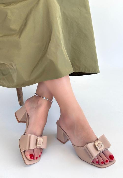 Nude Cilt Topuklu Terlik