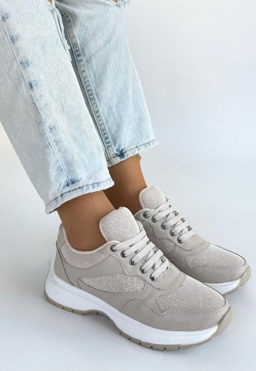 Bej Cilt Bağcıklı Spor Ayakkabı