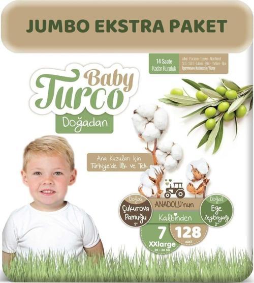 Bebek Bezi Doğadan Beden:7 (20-30kg) Xxlarge 128 Adet Jumbo Ekstra Pk