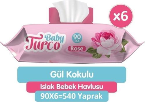 Gül Kokulu Islak Bebek Havlusu 6x90 Adet