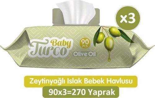 Zeytinyağlı Islak Bebek Havlusu 3x90 Adet