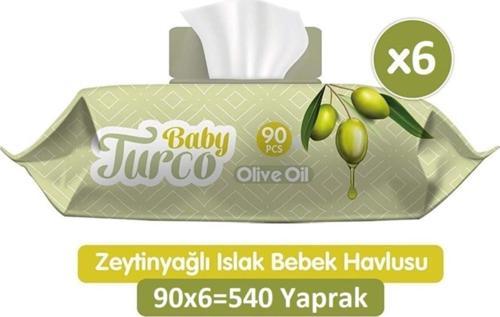Zeytinyağlı Islak Bebek Havlusu 6x90 Adet