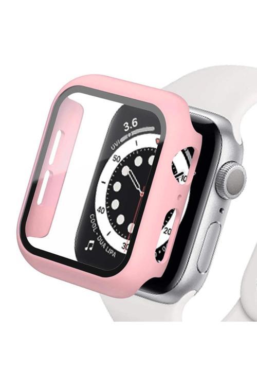 Apple Watch 44mm Camlı Kasa Ekran Koruyucu - Rose-(5796)