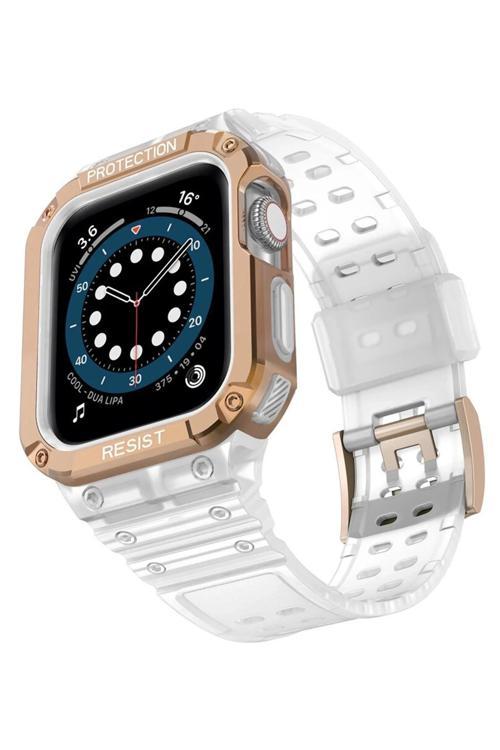 Apple Watch 42mm KR401 Silikon Kordon - Beyaz-Rose-(5796)