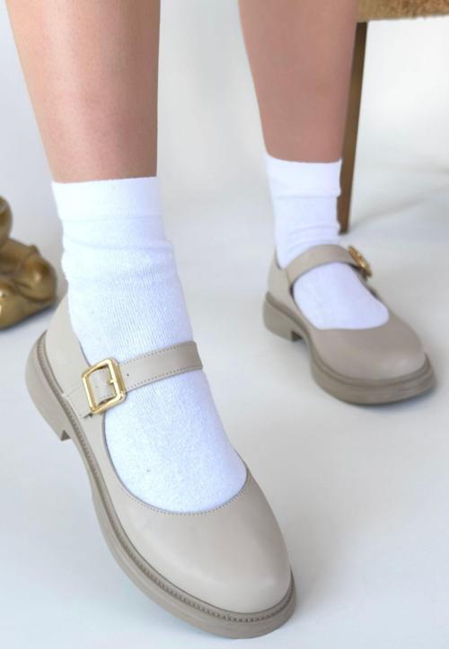 Bej Cilt Oxford Ayakkabı