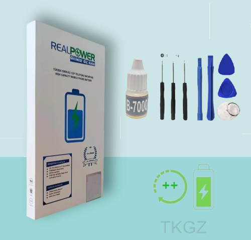 - İphone 12 - Batarya Pil Sıfır Güçlendirilmİş + Tamir Seti + B-7000 - Realpower