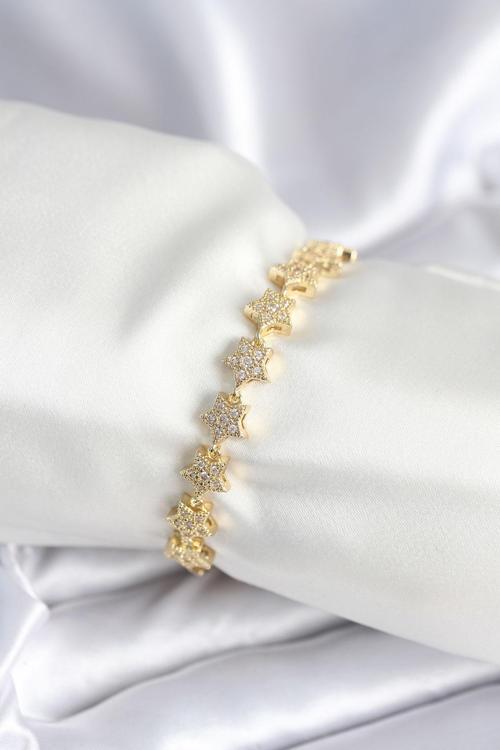 Pirinç Gold Renk Yıldız Model Kadın Bileklik 7980