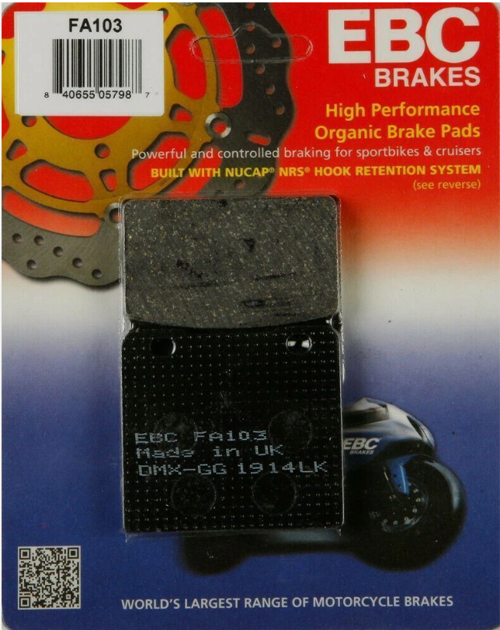 Fa103 1987-2003 Suzuki VL 1400 Intruder Uyumlu Arka Fren Balatası Organik Balata