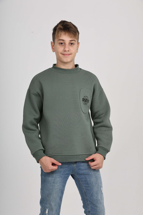 Toontoy Erkek Çocuk Cep Skate Baskılı Sweatshirt