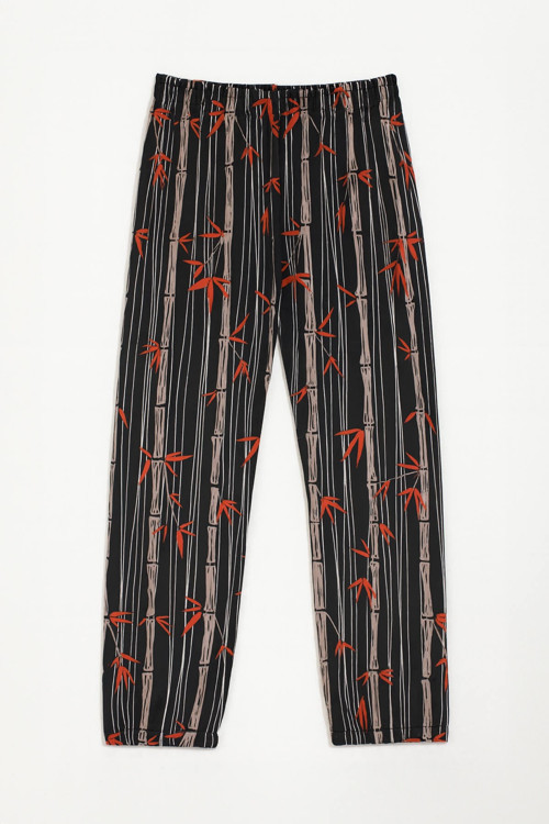 Kadın Yumuşak Kadife Dokulu Bambu Desenli Pijama Altı