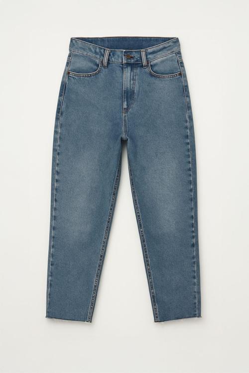 Kadın Yüksek Bel Mom Fit Paça Detaylı Jean Pantolon