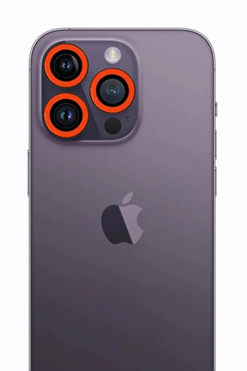 iPhone 13 Pro Max Neon Fosforlu Kamera Lens - Turuncu