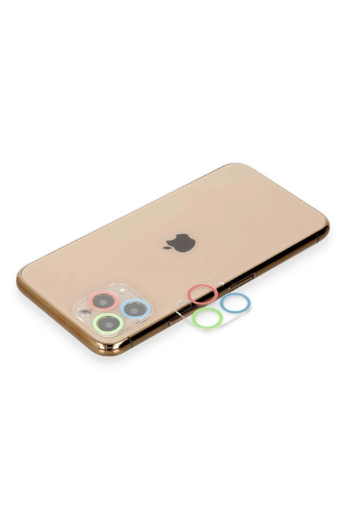 iPhone 11 Pro Max Renkli Kamera Lens Koruma Cam - Mavi-Yeşil