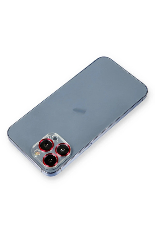 iPhone 13 Pro Metal Kamera Lens Koruma Cam - Kırmızı