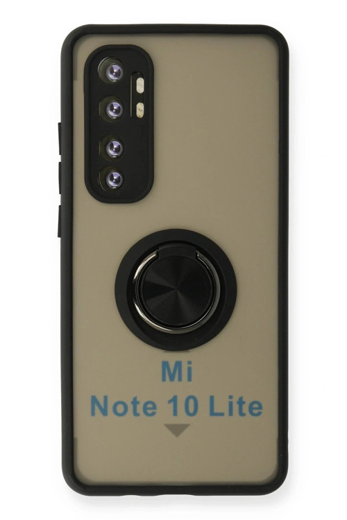 Xiaomi Mi Note 10 Lite Kılıf Montreal Yüzüklü Silikon Kapak - Siyah