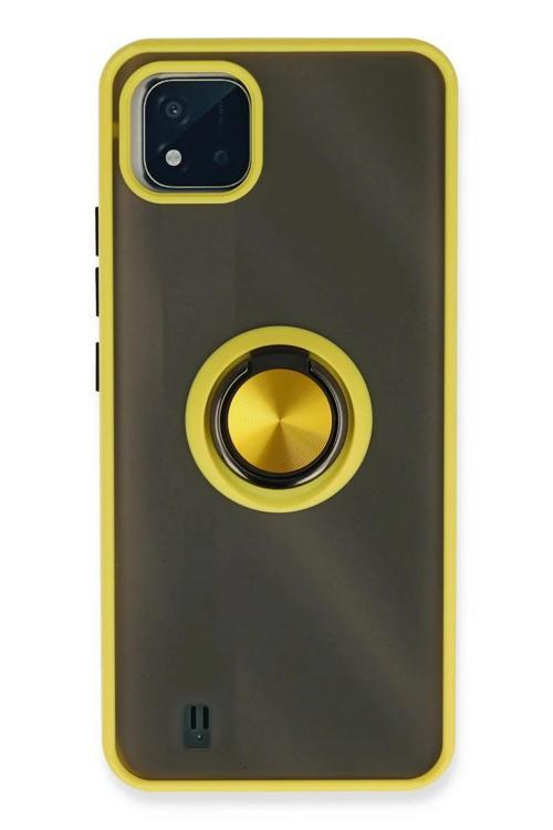 Realme C11 2021 Kılıf Montreal Yüzüklü Silikon Kapak - Sarı