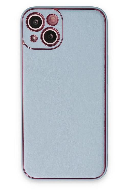 iPhone 14 Plus Kılıf Coco Deri Silikon Kapak - Sky Blue