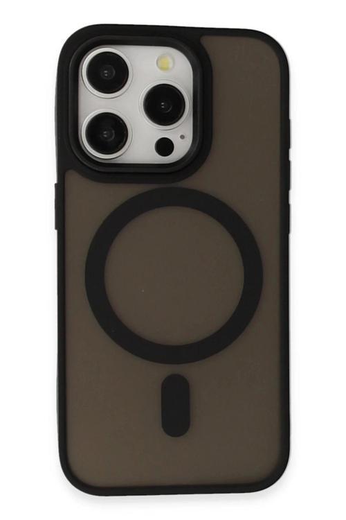 iPhone 15 Pro Max Kılıf Oslo Magsafe Kapak - Siyah