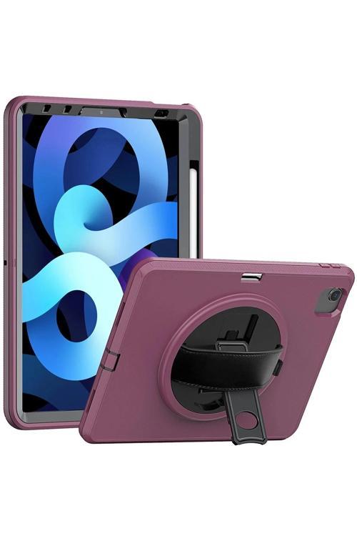 iPad 2022 10.9 (10.nesil) Kılıf Hand Strap Tablet Kılıfı - Mürdüm