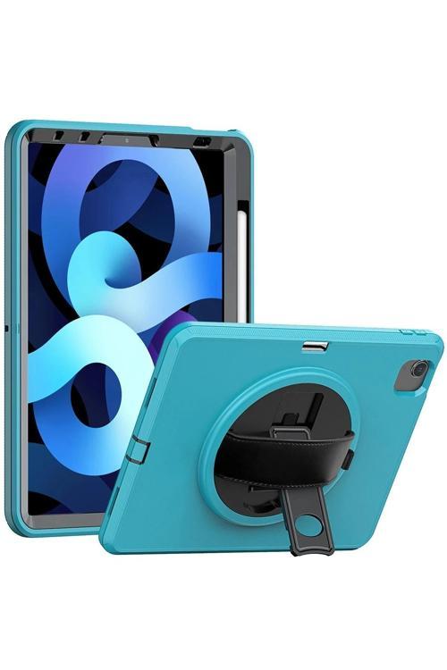 iPad 2022 10.9 (10.nesil) Kılıf Hand Strap Tablet Kılıfı - Turkuaz